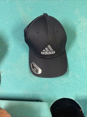 adidas Black Athletic Stretch-Fit Cap with Silver Logo